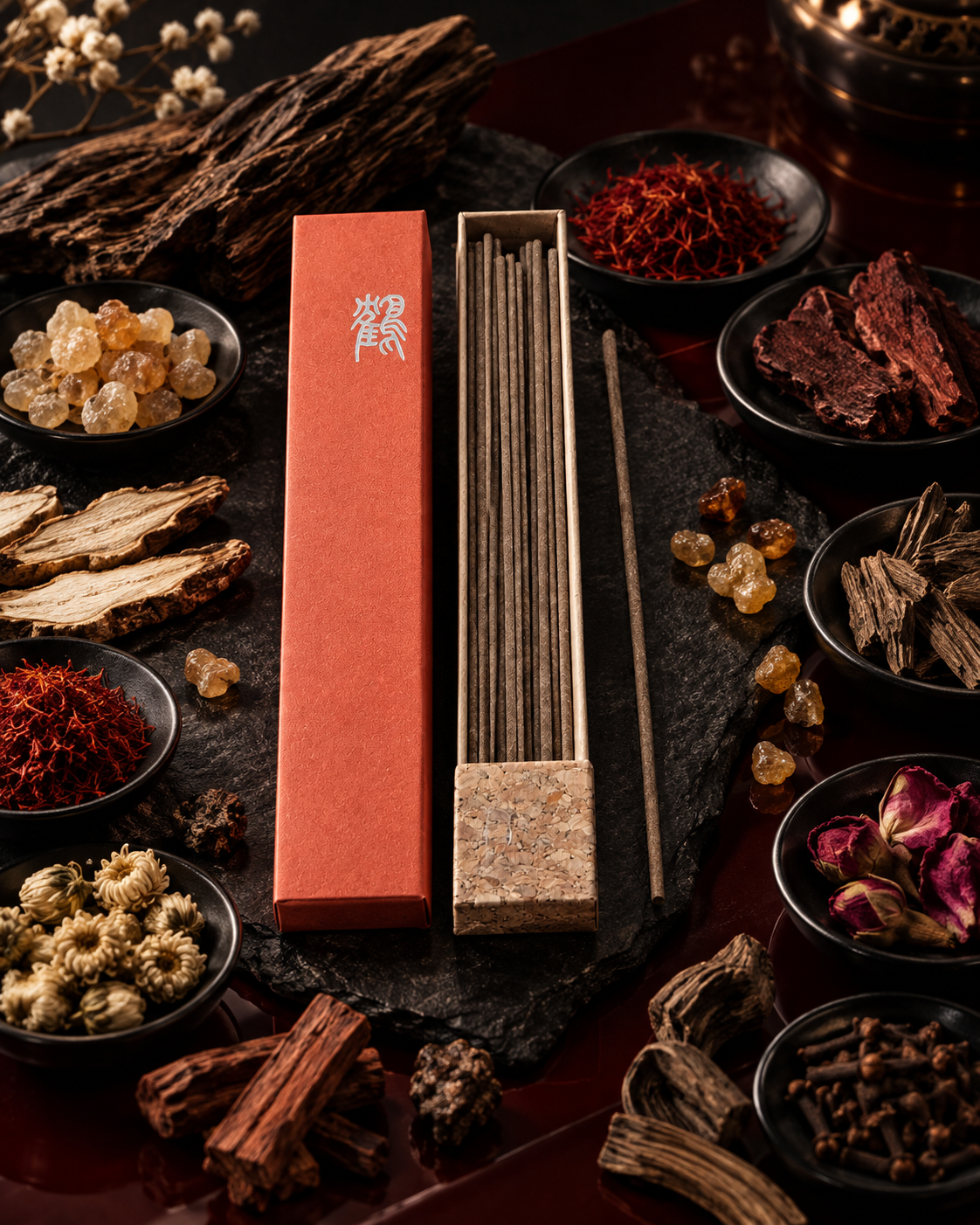 Premium 24-Ingredient Tibetan Incense Sticks – Botanical Wood & Resin Blend