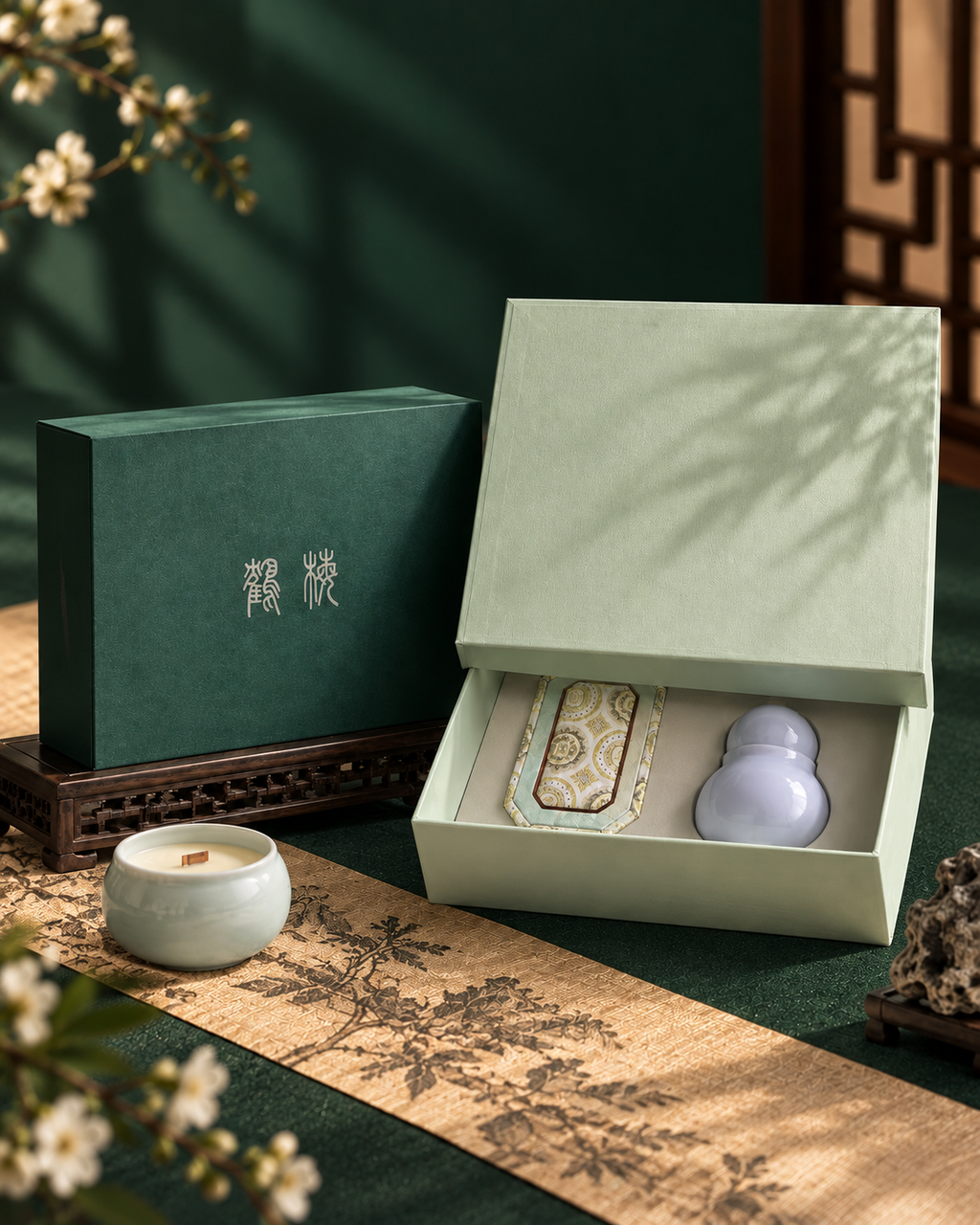 Celadon Gourd Aromatherapy & Auspicious Charm Gift Set