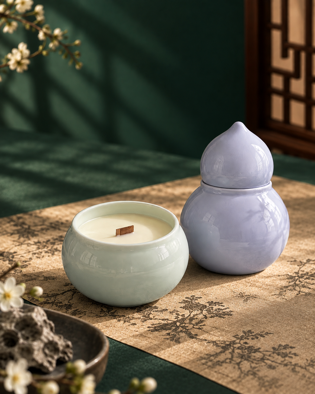 Celadon Gourd Aromatherapy & Auspicious Charm Gift Set